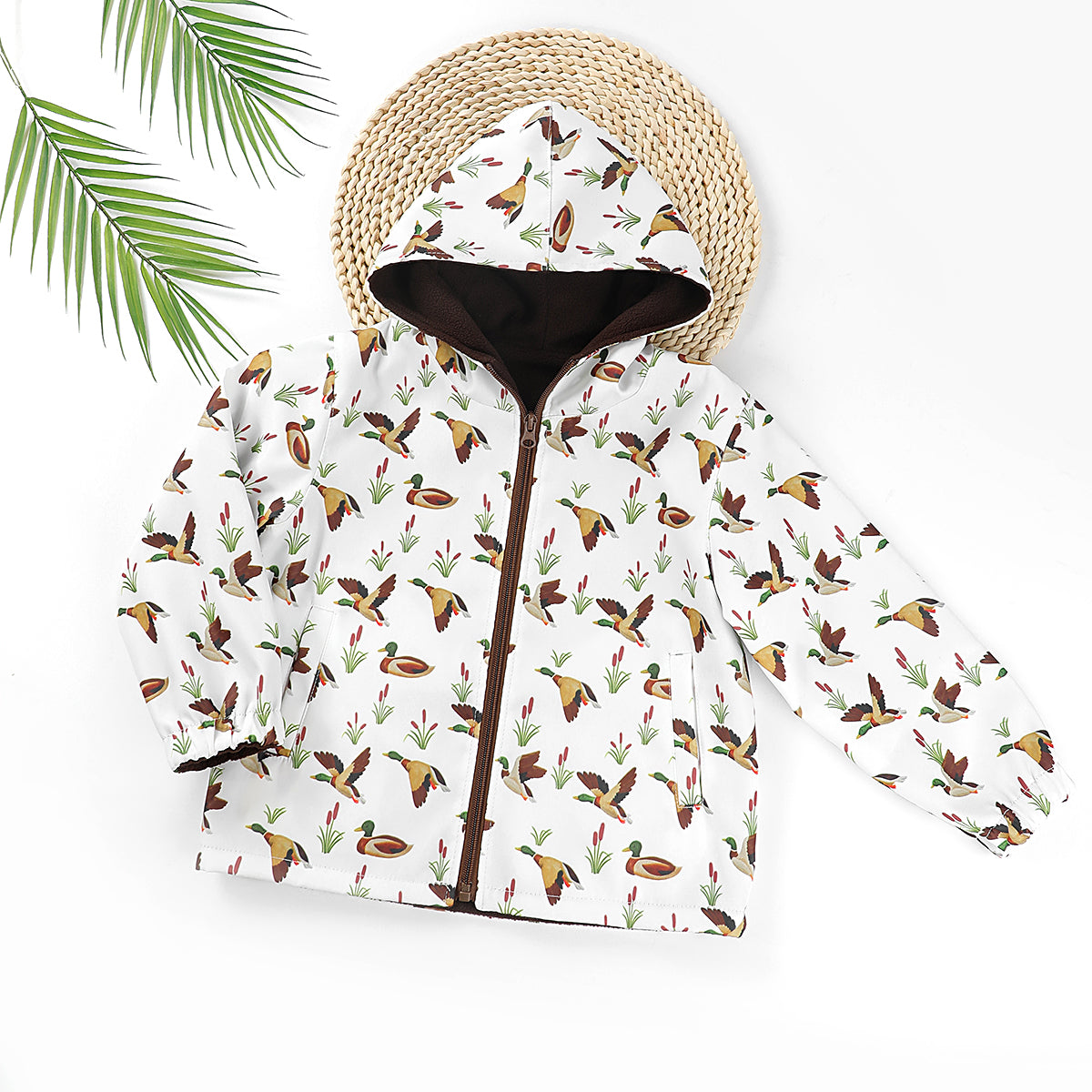 🦆 Custom Mallard Duck Print Kids Jacket – Waterproof & Windproof Hunting Windbreaker