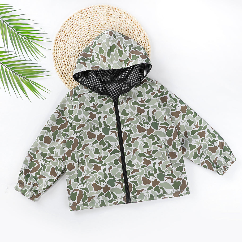 🦆 Custom Mallard Duck Print Kids Jacket – Waterproof & Windproof Hunting Windbreaker