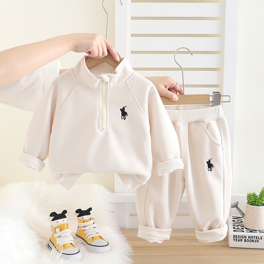 Boys' Suit New Children's Baby Clothes Children's Spring and Autumn Stand Collar Pullover Hoodie Two-piece Set