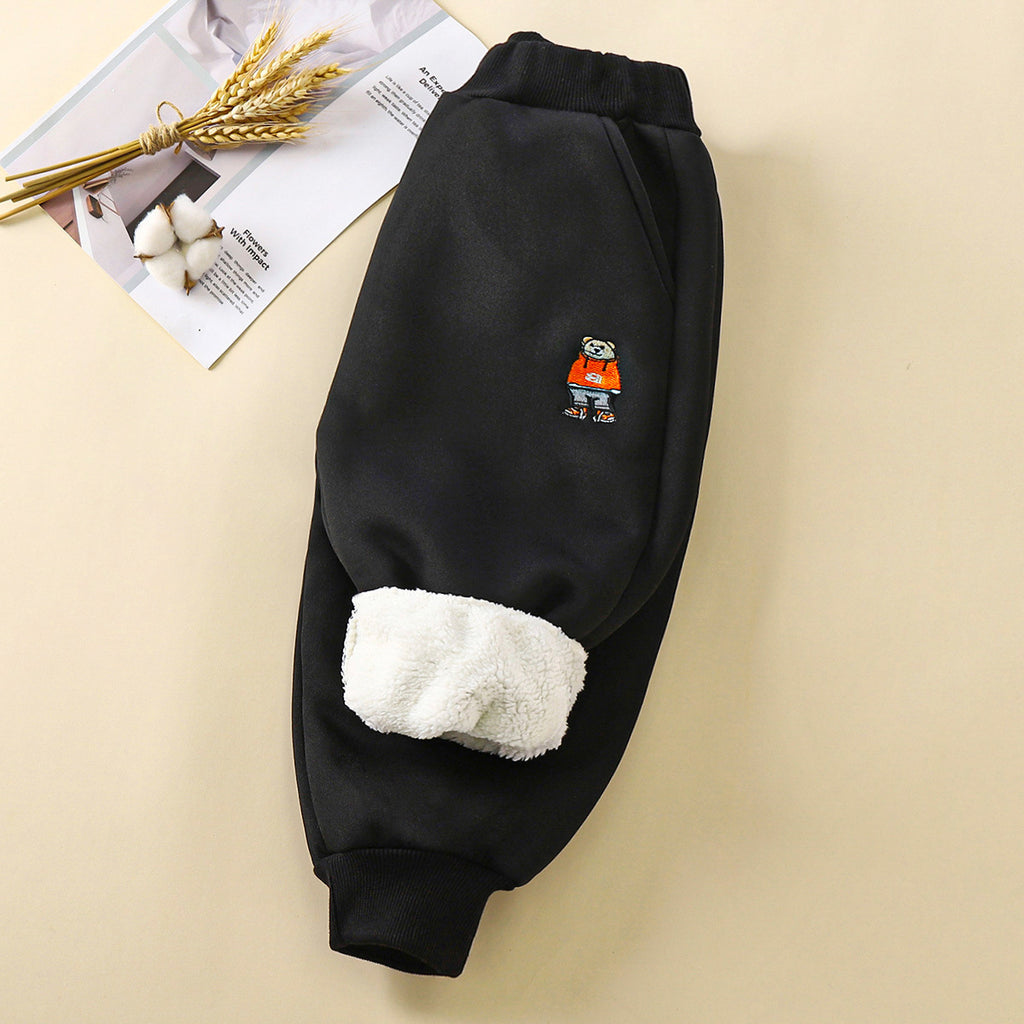 New Style Children Winter Thickened New Boy Sweatpants Warm Baby Outer Wear Kids Clothing Wholesale High Quality